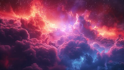 Cosmic Cloudscape with Glowing Stars