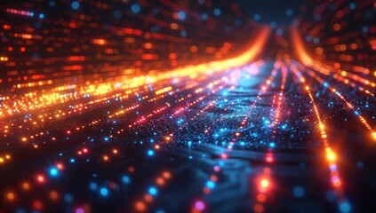 Obraz premium Abstract Digital Pathway with Glowing Lights