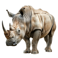 Fototapeta premium A rhinoceros against a white background - AI Generated Digital Art