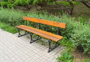 New Modern Bench in Park, Outdoor City Architecture, Wooden Benches, Outdoor Chair, Urban Public Furniture