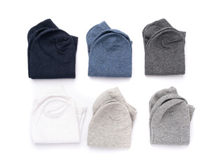 New Cotton Socks Isolated, Folded Sportswear Set, Classic Unisex Cotton Socks Collection