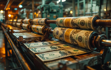 Money minting printing press 