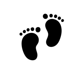 Vector isolated simple two footprints template colorless black and white outline silhouette shadow shape stencil solid black