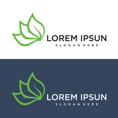 Fototapeta premium Gradient rounded leaf logo abstract business