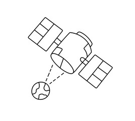 Vector isolated one single simple space satellite  colorless black and white contour line easy drawing