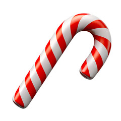 A red and white striped candy cane. The candy cane is a symbol of the holiday season and is often associated with Christmas