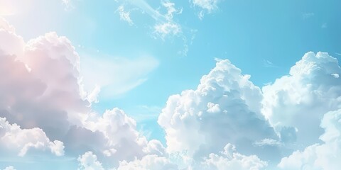 Beautiful Sky with Fluffy Clouds