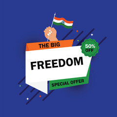 15th August India Independence Day Big Freedom Sale Offer banner design template