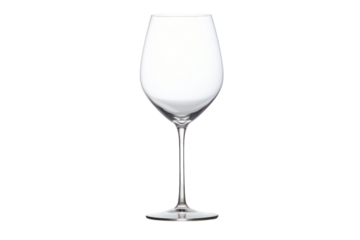 minimalist, elegant glass with a delicate stem and a thin rim, crafted from clear, high-quality glass. Isolated on a white background.