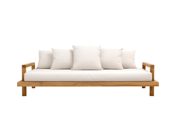 Obraz premium minimalist daybed sofa with a futon-style design that can easily transform into a bed for guests. Isolated on white background