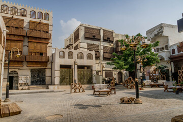 The market streets at Al-Balad (historic Jeddah), a popular touristic spot and UNESCO landmark, in west of Saudi Arabia.  © Artaxerxes