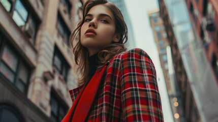 Fototapeta premium A fashionable model posing in an urban setting.