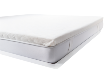 luxurious white mattress topper made with memory foam for superior comfort, isolated on white background