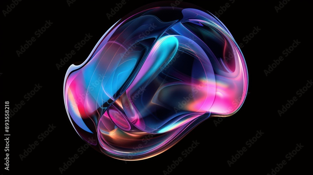 Aufkleber a vibrant and abstract blob of color with glowing hues appears to float in a dark void