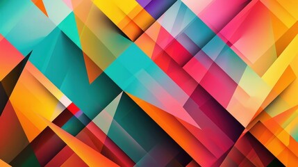A digital illustration of a colorful geometric pattern with intersecting shapes and vibrant hues