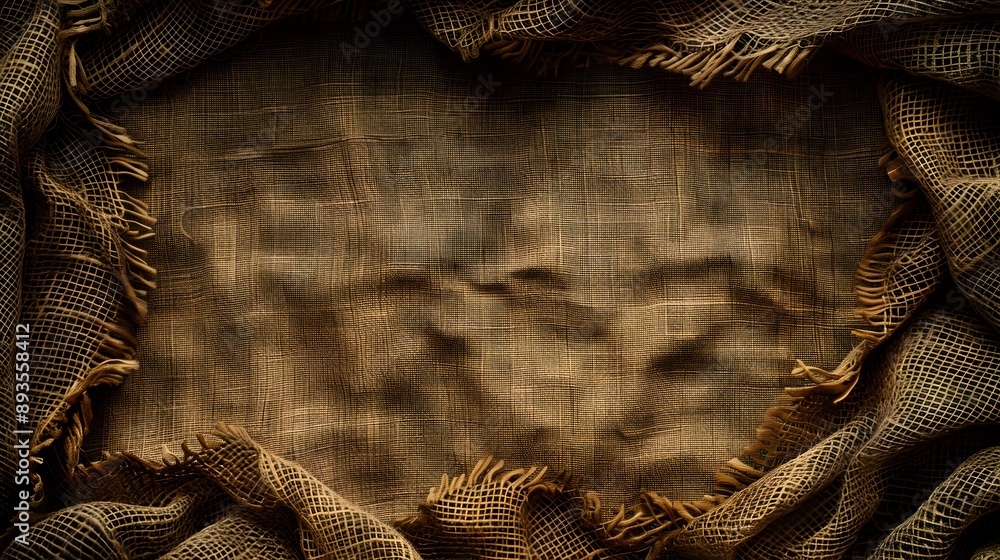 Poster rustic burlap textured frame with earthy tones for country themed visuals suitable as background or 