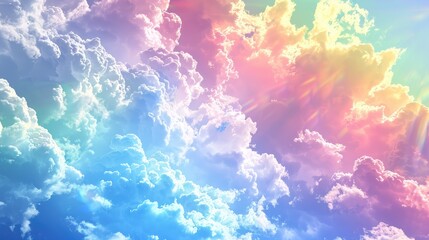 cloud with rainbow color background 