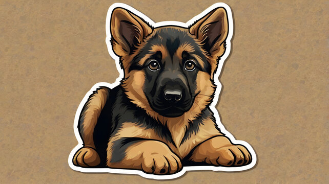 a german shepherd puppy, vector , sticker