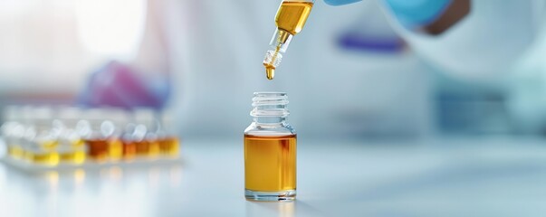 Cosmetic chemist developing a new oil blend, Oil lab cosmetic, Innovation in beauty products