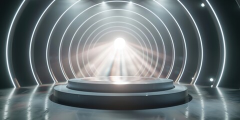 Obraz premium scene for product presentation. mockup abstract 3d tunnel, stage, stand, advertising, viral trends.
