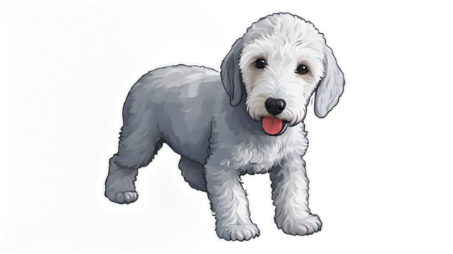 Bedlington Terrier puppy, vector , sticker