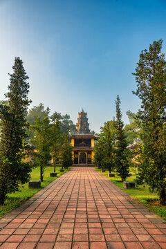 Thien Mu pagoda from above in Hue, Vietnam. Beautiful place and attract many tourists.