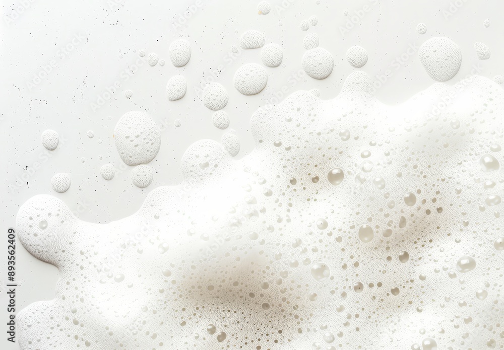 Poster a puddle of beer with foam, isolated on a white background with a texture, in top view with a clippe