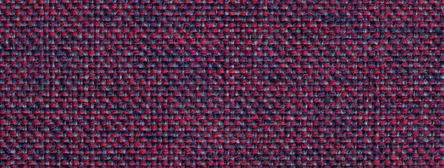 Texture dark purple background from woven textile with wicker pattern, macro. Vintage wine fabric