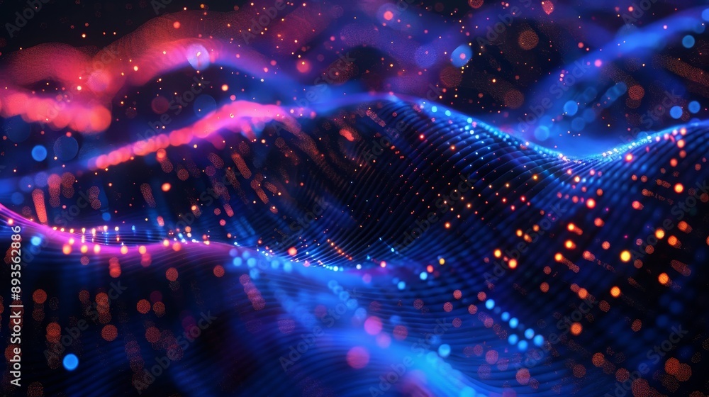 Aufkleber blockchain data fields. network line connected stream. concept of ai technology, digital communicati