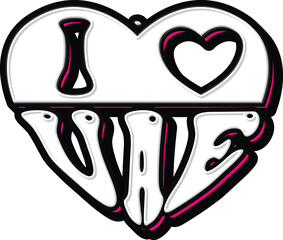 I Love UAE in Heart Shape hand lettering Typography vector Template