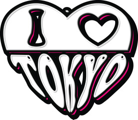 I Love Tokyo in Heart Shape hand lettering Typography vector Template