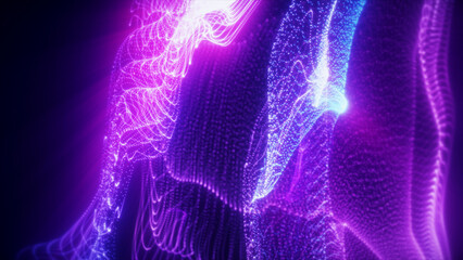 An abstract shape made of different bright colors. Dots of different sizes. 4k render