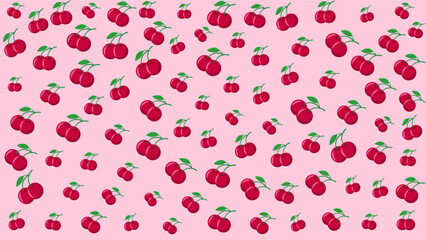 Cherries on a light pastel red background