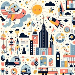 seamless pattern with houses