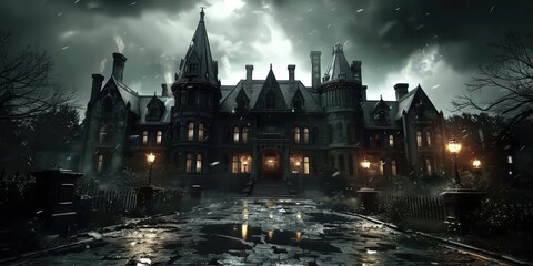 Fototapeta premium Haunted Mansion in the Rain