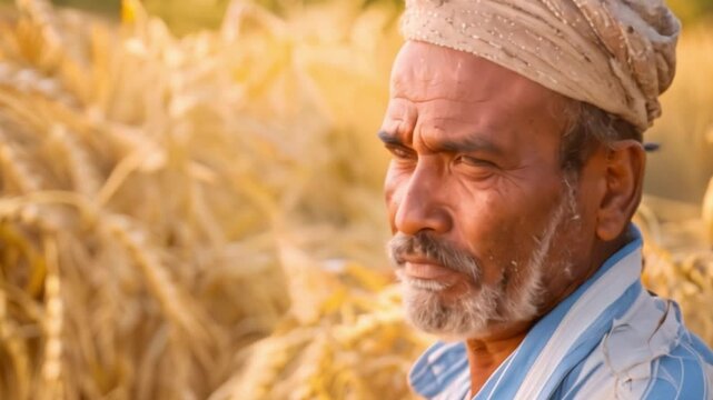 A farmer preserving cultural heritage and reducing environmental impact by harvesting crops using traditional methods that have been passed down through generations..mp4