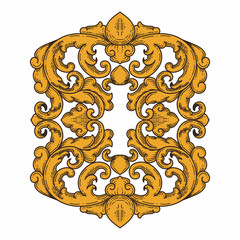 Isolated ornamental design. Ornamental elements for your designs. Floral carving decoration for postcards, invitations, social media or wedding.