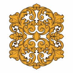 Isolated ornamental design. Ornamental elements for your designs. Floral carving decoration for postcards, invitations, social media or wedding.