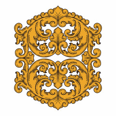 Isolated ornamental design. Ornamental elements for your designs. Floral carving decoration for postcards, invitations, social media or wedding.