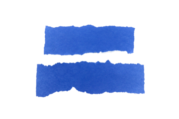 Blue piece of ripped paper edge cardboard texture isolated on white background.