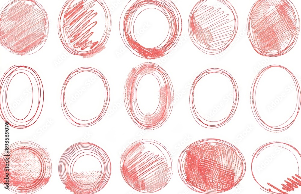 Poster scribble circle isolated on white background with red marker