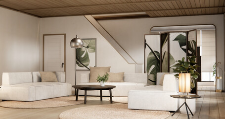 Minimal sofa armchair on interior design modern living room  contemporary style.