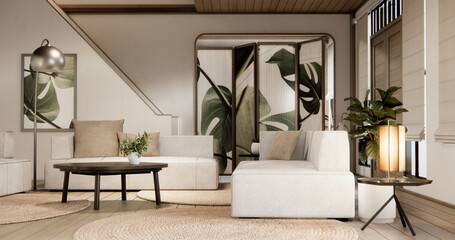Minimal sofa armchair on interior design modern living room  contemporary style.