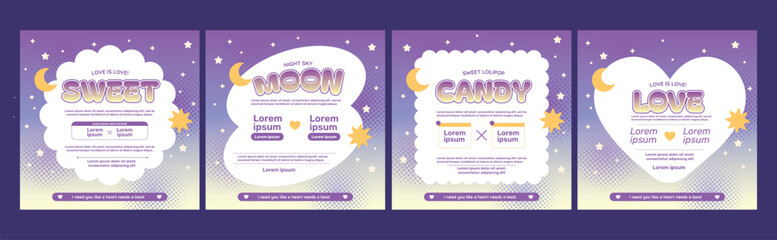 Cute blue social media post template