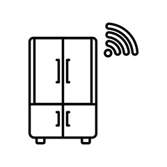 smart fridge line icon with white background vector stock illustration
