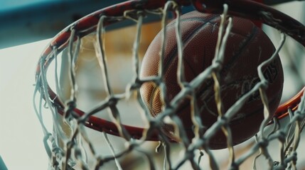 A basketball swishes through the net, showcasing its vibrant colors and the game's electric energy.