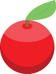 Red apple fruit with green leaf showing healthy eating habits and lifestyle