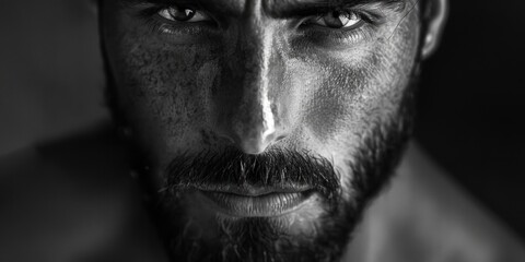 Close-up shot of a person with a beard