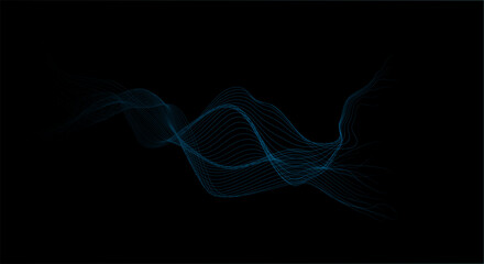 Wave lines smooth flowing dynamic blue line color . Technology, digital, communication, science, neuro, music concept vector background illustration