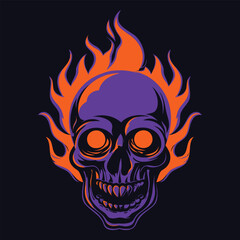vector illustration design of overheated fire skull facing forward